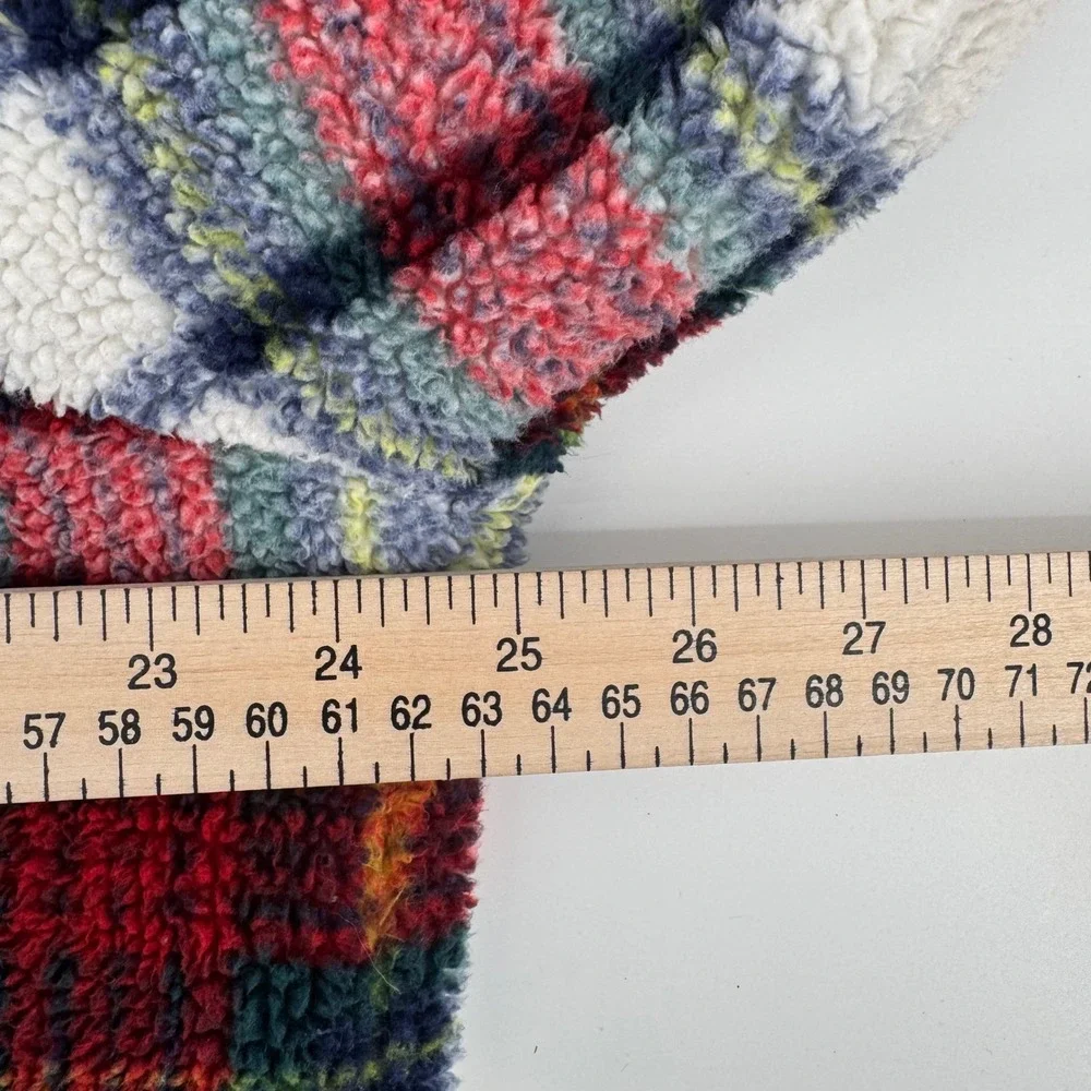 Vineyard Vines Women XL Plaid Sherpa Fleece Quarter Zip Pullover Red Green White - Picture 4 of 12